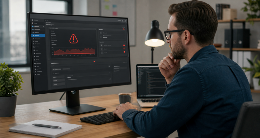 Administrator prüft eine kritische WordPress Sicherheitslücke im Dashboard
