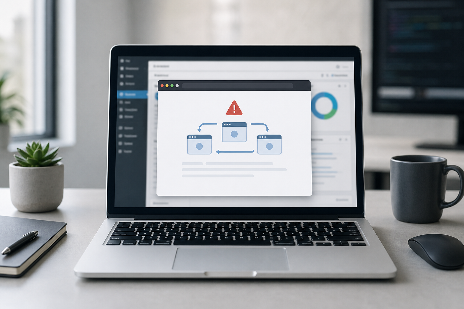 Too many redirects WordPress Fehlermeldung auf einem Laptop als Symbol für eine Weiterleitungsschleife