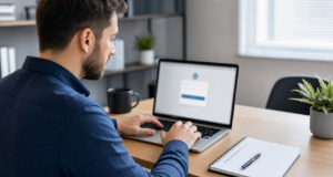 WordPress Login nicht möglich: Nutzer prüft am Laptop die Anmeldung zum WP-Admin
